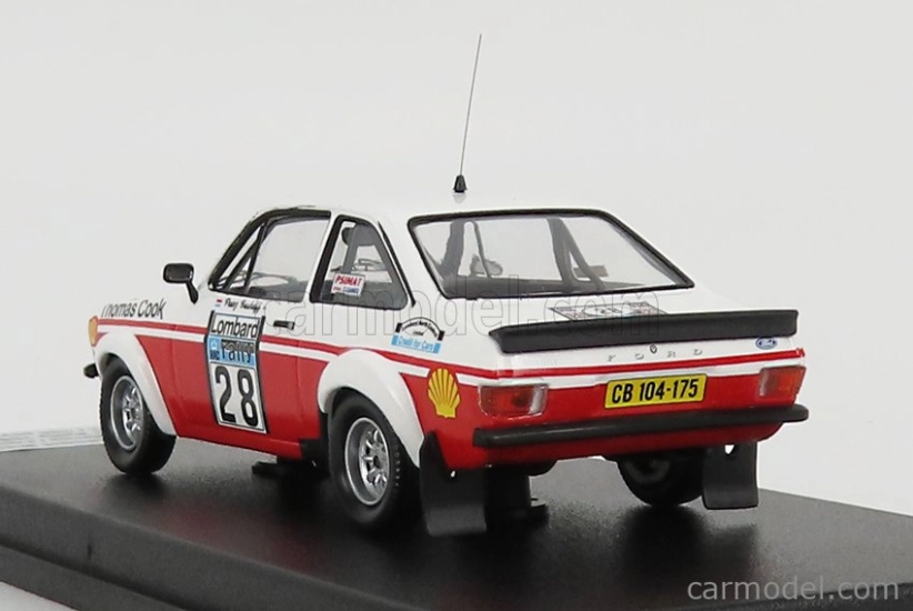 Trofeu Ford england Escort Mkii N 28 Rally Rac Lombard 1980 S.van Der Merwe - F.boshoff 1:43 Biela červená