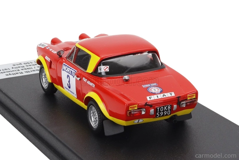 Trofeu Fiat 124 Abarth (night Version) N 3 3rd Rally 1000 Lakes 1974 Markku Alen - Ilkka Kivimaki 1:43 Červená Žlutá