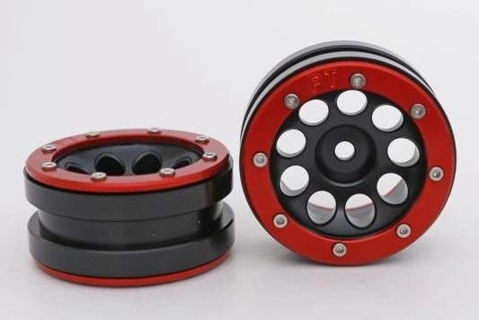 Kovové Beadlock CNC disky 1,9 PT Ecohole Black/Red, 2 ks