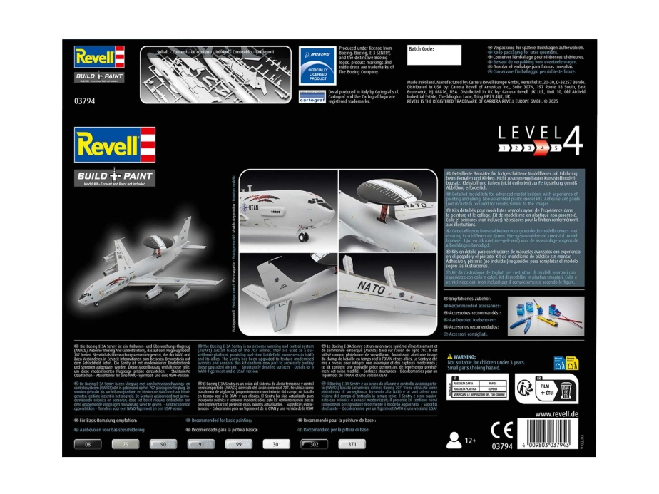 Plastic ModelKit lietadlo 03794 - Boeing E-3A (1:144)