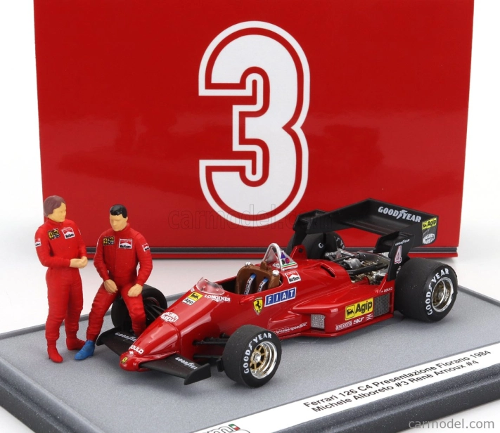 Brumm prom Ferrari F1 126c4 N 0 Presentazione Fiorano Season 1984 With Michele Alboreto And Rene Arnoux Driver Figures 1:43 Červená Černá