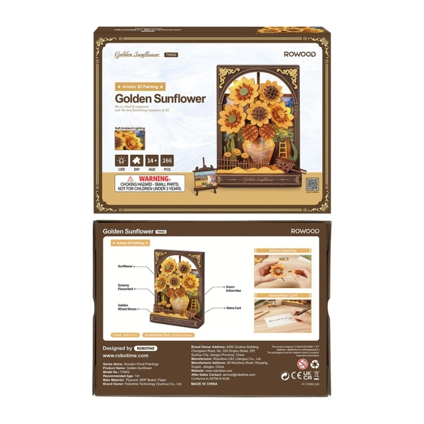 RoboTime Zlaté slnečnice 3D drevené puzzle