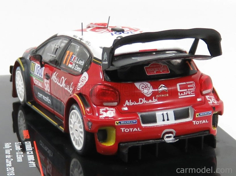 Ixo-models Citroen C3 Wrc Abu Dhabi N 11 Rally Tour De Corse 2018 S.loeb - D.elena 1:43 Červená Biela Sivá