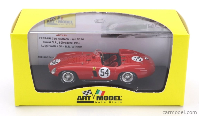 Umelecký model Ferrari 750 Monza Spider N 54 Winner Tunisi Gp 1955 Luigi Piotti 1:43 Red