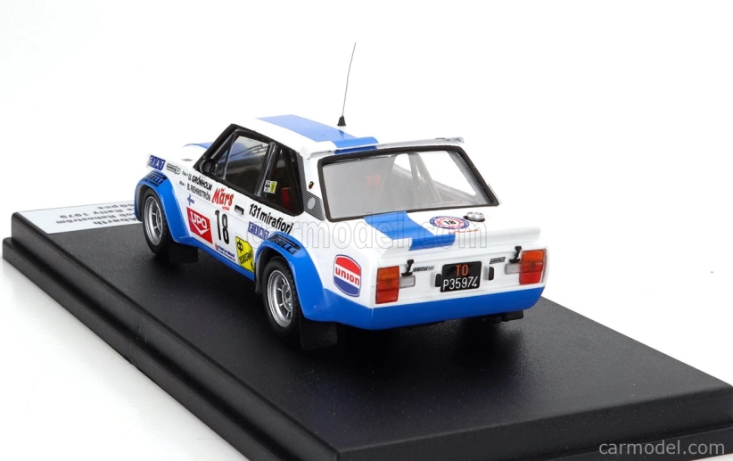 Trofeu Fiat 131 Abarth (night Version) N 18 4th Rally 1000 Lakes 1979 Ulf Gronholm - Bob Rehnstrom 1:43 Bílá Modrá