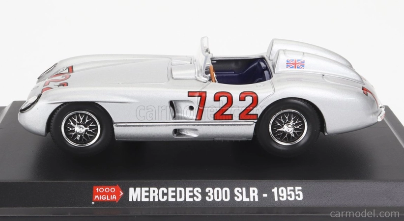 Edicola Mercedes benz 300 Slr Spider N 722 Winner Mille Miglia 1955 Stirling Moss - Denis Jenkinson 1:43 Silver