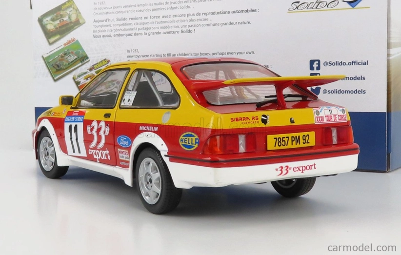 Solido Ford england Sierra Rs Cosworth N 11 Rally Tour De Corse 1987 D.auriol - B.occelli 1:18 Červená Žlutá