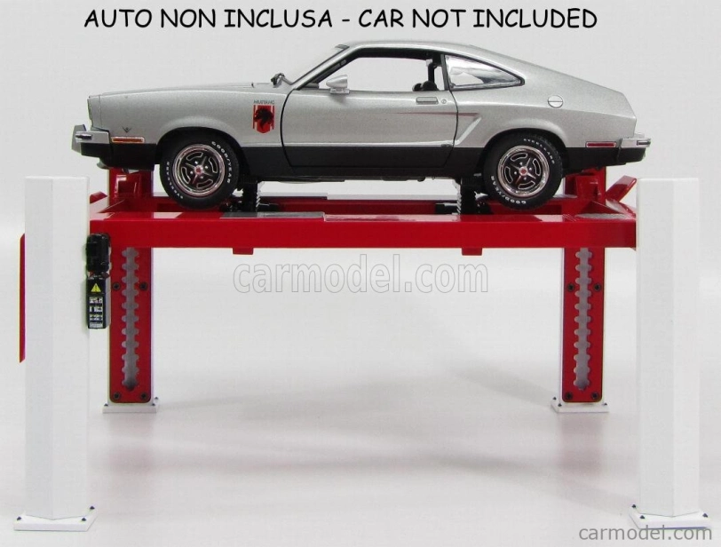 Greenlight Accessories Set Officina - Ponte Sollevatore Auto - Four Post Lift 1:18 Červená Bílá