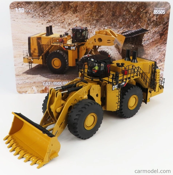 Dm-models Caterpillar Cat994k Ruspa Gommata - škrabací traktor - kolesový nakladač - konfigurácia Rock 1:50 žltá čierna