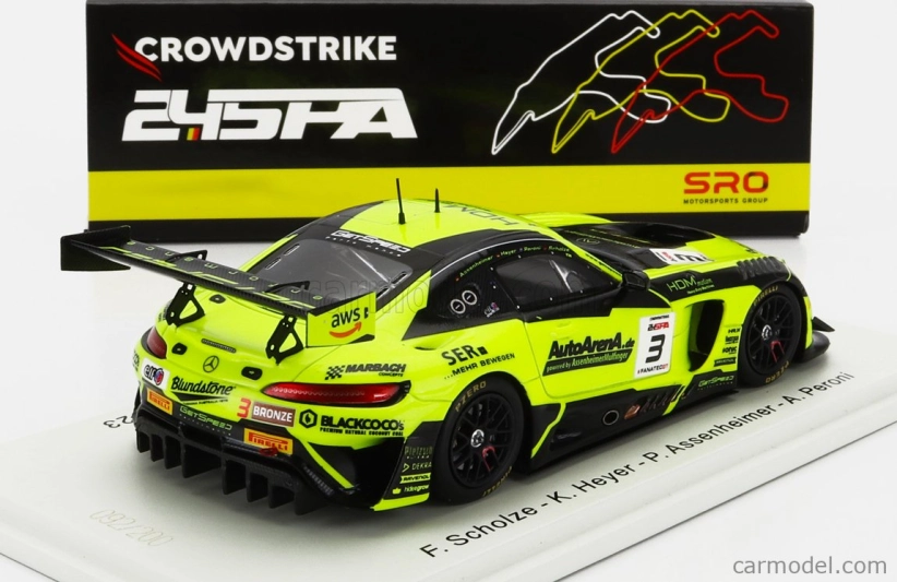 Spark-model Mercedes benz Amg Gt3 Team Getspeed N 3 24h Spa 2023 F.scholze - K.heyer - P.assenheimer - A.peroni 1:43 Yellow Black