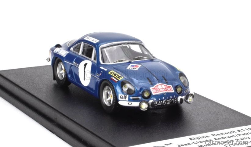 Trofeu Renault Alpine A110 1300 N 1 Rally Montecarlo 1970 Jean Claude Andruet - Patrice Ecot 1:43 Blue