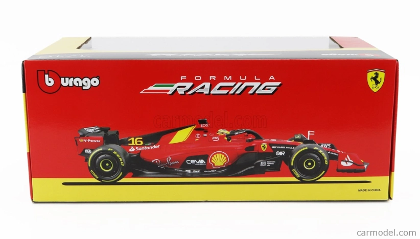 Bburago Ferrari F1  Sf-23 Team Scuderia Ferrari N 16 4th Monza Italy Gp 2023 Charles Leclerc 1:18 Červená Černá Žlutá