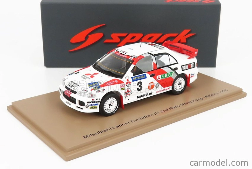 Spark-model Mitsubishi Lancer Evolution Iii N 3 2nd Rally Beijing Hong Kong 1996 R.burns - R.reid 1:43 Biela červená