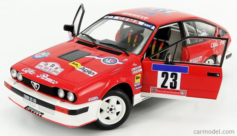 Solido Alfa romeo Alfetta Gtv6 N 23 Rally Tour De Corse 1985 Y.loubet - J.b.vieu 1:18 Červená Bílá