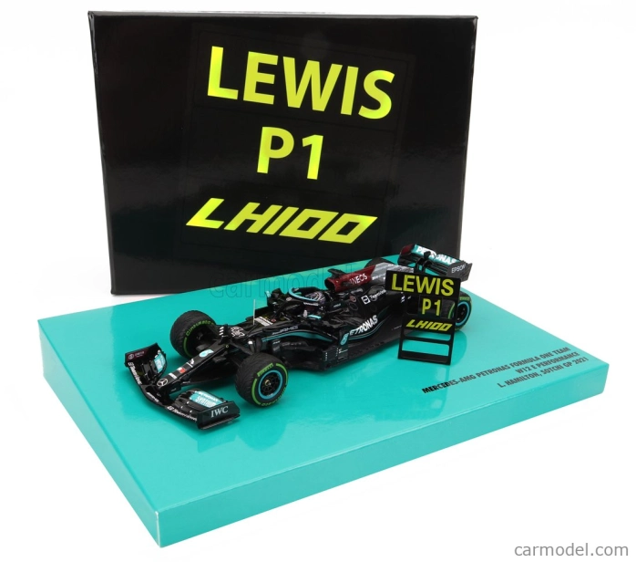 Minichamps Mercedes gp F1 W12 Mercedes M12 Eq Power+ Team Amg Petronas Motorsport Formula One N 44 Winner Sotchi Russian Gp 2021 Lewis Hamilton - 100. víťazstvo F1 1:43 Black Green