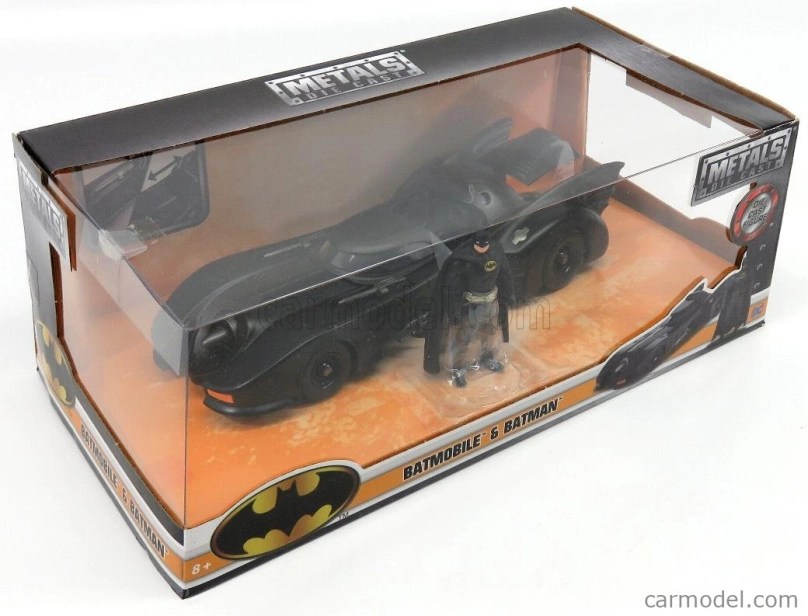 Jada Batman Batmobile Movie 1989 s figúrkou Batmana 1:24 Matt Black