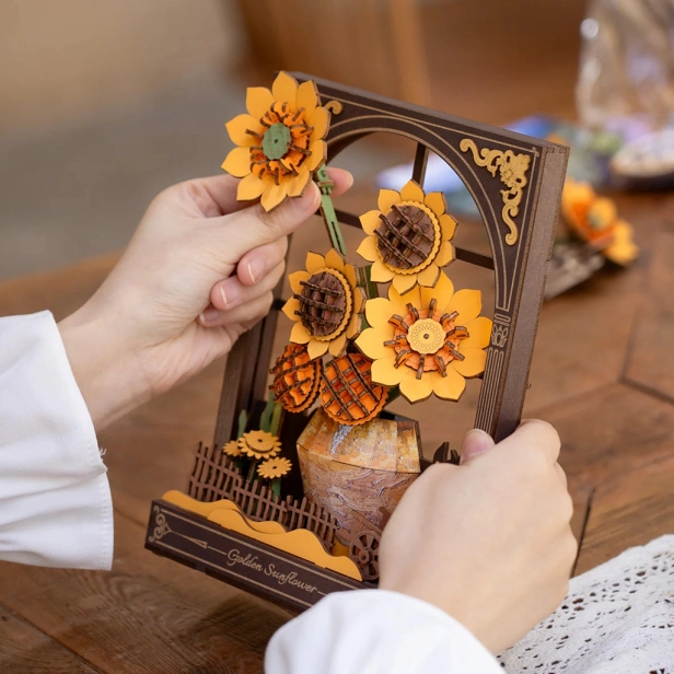 RoboTime Zlaté slnečnice 3D drevené puzzle