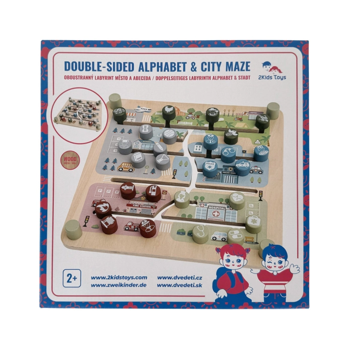 2Kids Toys Oboustranný labyrint Město a abeceda