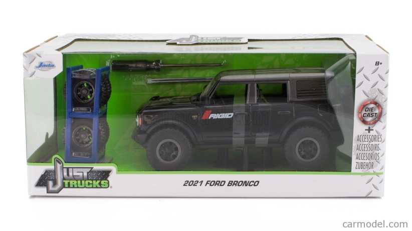 Jada Ford usa Bronco 2021 so sadou 4x pneumatík 1:24 čierno-sivá