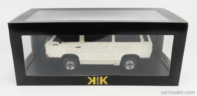 Volkswagen T3 Minibus Syncro 1987 v mierke 1:18 biely
