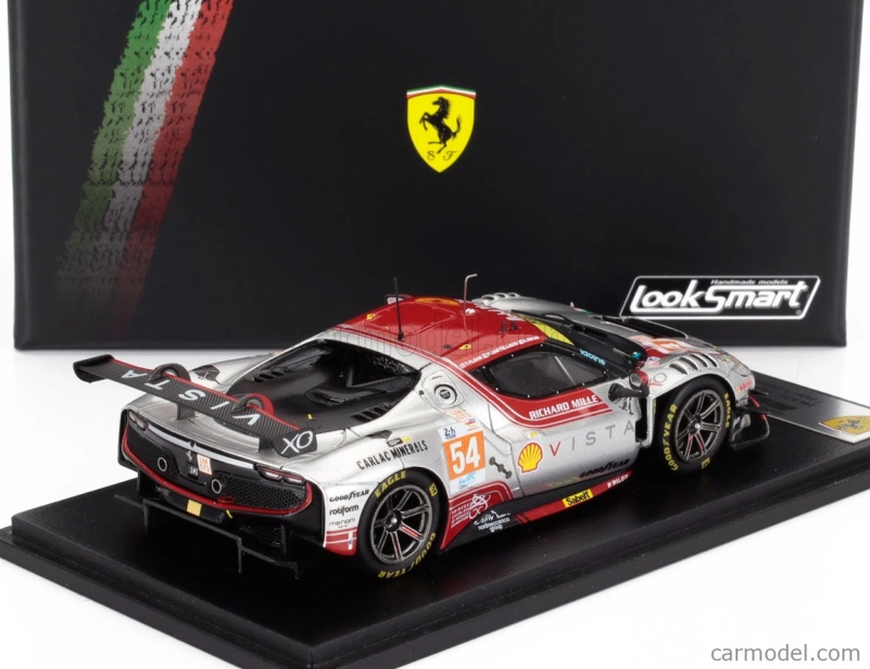Looksmart Ferrari 296 Gt3 3.0l Turbo V6 Team Vista Af Corse N 54 24h Le Mans 2024 Davide Rigon - Francesco Castellacci - Thomas Flohr 1:43 Silver Red