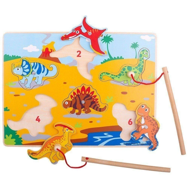 Bigjigs Toys Drevený chytač dinosaurov