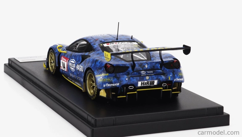 Looksmart Ferrari 488 Gt3 Evo 3.9l Turbo V8 Hella Pagid Racing One Team N 14 24h Nurburgring 2021 Christian Kohlhaas - Stephan Kohler - Mike Jager - Norbert Schneider 1:43 Blue