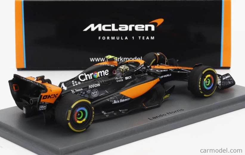 Spark-model Mclaren F1 Mcl60 Team Mclaren N 4 Las Vegas Gp 2023 Lando Norris 1:43 Orange Blue Black