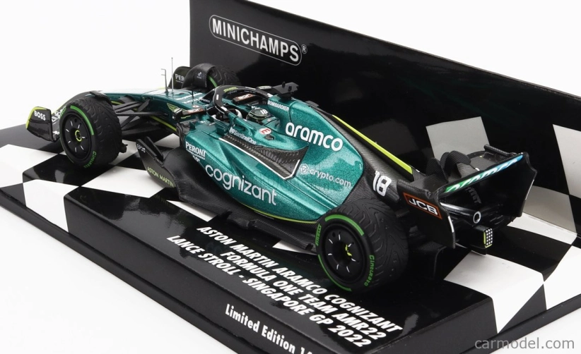 Minichamps Aston martin F1 Amr22 Team Aramco Cognizart N 18 Singapore Gp 2022 Lance Stroll 1:43 Zelená čierna