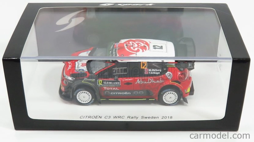 Spark-model Citroen C3 Wrc Team Citroen Total Abu Dhabi Wrt N 12 Rally Suede 2018 M.ostberg - T.erksen 1:43 Červená čierna biela