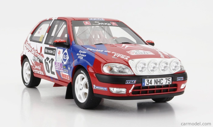 Otto-mobile Citroen Saxo Vts (nočná verzia) N 62 Rally Rac Lombard 2000 S.loeb - D.elena 1:18 Červená Biela Modrá