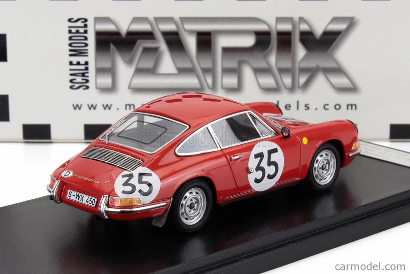 Matrix scale models Porsche 911s Coupe Team J.franc N 35 24h Le Mans 1966 Jean Kerguen - Jacques Dewes 1:43 Red
