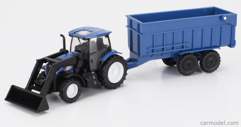 Newray Iveco fiat Stralis 540 Truck Pianale 2009 With New Holland T6.175 Tractor + Trailer 1:43 Žlutá Modrá Černá