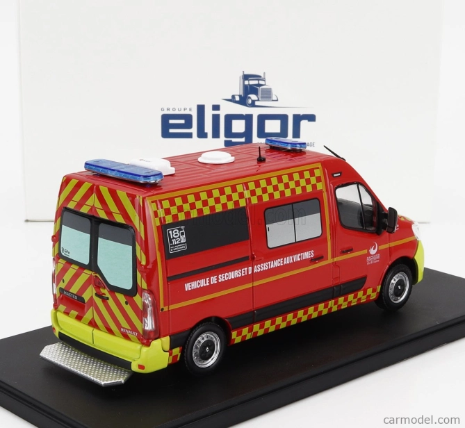 Eligor Renault Master Van Vsav Sdis 35 Vehicule De Secours Et D'assistance Aux Victimes Sapeurs Pompiers 2019 1:43 Červeno-žltá