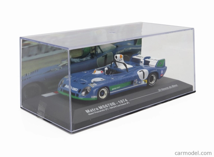 Edicola Matra simca Ms670b 3.0l V12 Team Matra Sport N 7 Winner 24h Le Mans 1974 Henri Pescarolo - Gerard Larrousse 1:43 Bluette Green White