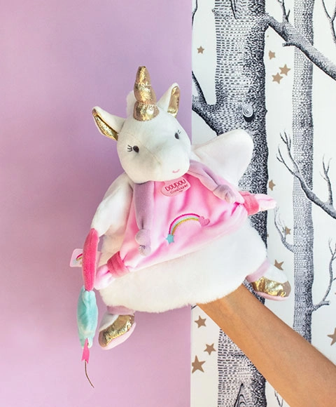 Doudou Plyšové šteňa jednorožec 25 cm