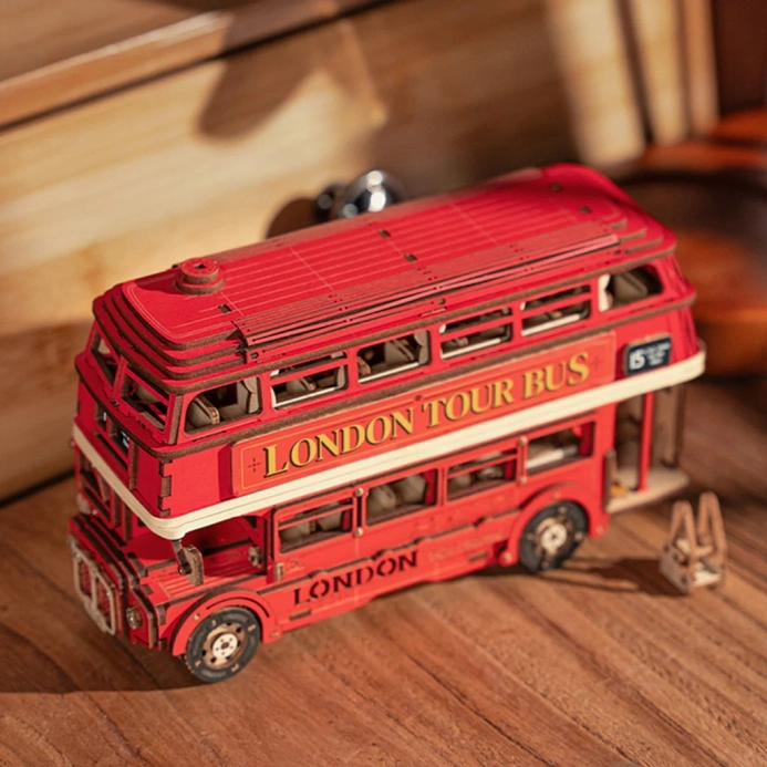 RoboTime 3D drevená skladačka Londýnsky double-decker