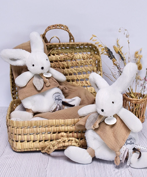 Doudou Plyšový králik s muchotrávkou 25 cm béžová
