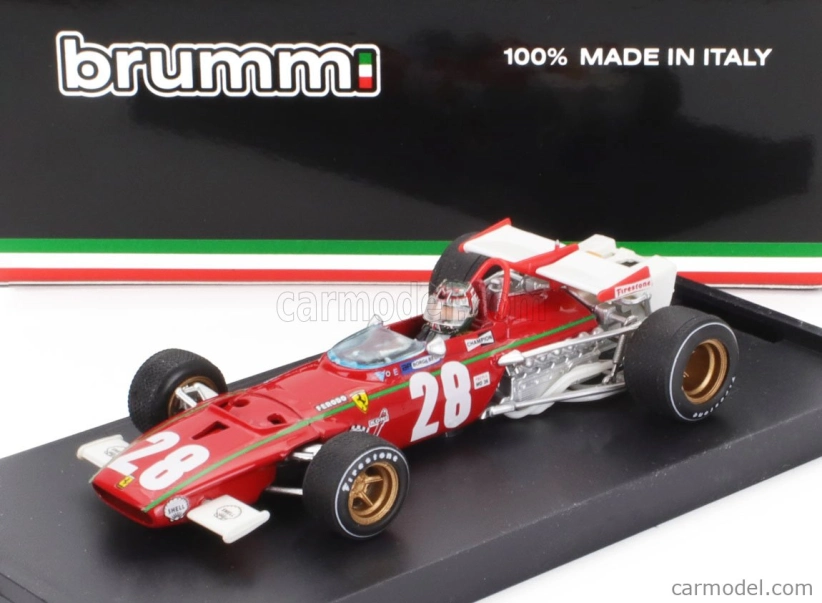 Brumm Ferrari F1 312b N 28 Belgium Gp 1970 Ignazio Giunti - With Driver Figure 1:43 Červená Bílá