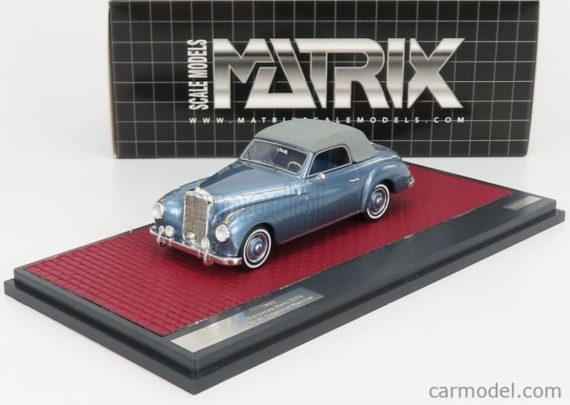 Matrix scale models Mercedes benz 220a (w187) Wendler Cabriolet Closed 1952 1:43 Light Blue Met Grey