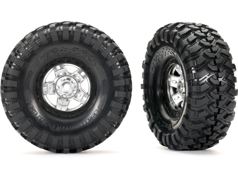 Traxxas koleso 1.9", disk TRX-4 Sport beadlock polomatný chróm, pneu Canyon Trail (2)
