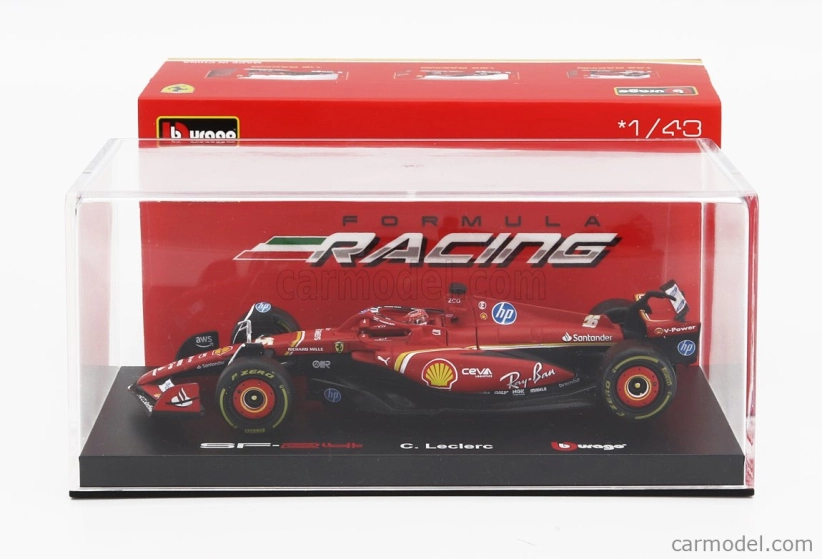 Bburago Ferrari F1 Sf-24 Team Scuderia Ferrari N 16 4th Emilia Romagna Imola Gp 2024 Charles Leclerc – With Pilot And Showcase 1:43 červená čierna