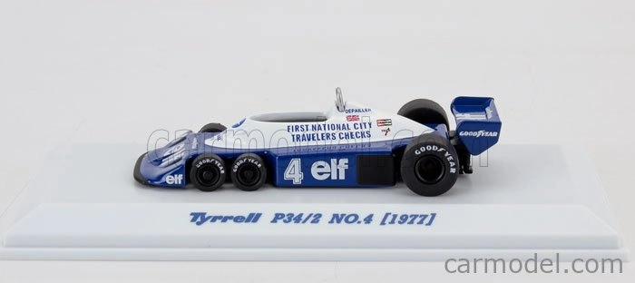 Kyosho Tyrrell F1  P34/2 Elf 6 Wheeler N 4 Season 1977 Patrick Depailler 1:64 Modrá Bílá