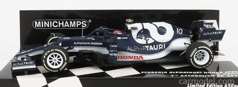 Minichamps Alpha tauri F1 At02 Honda Ra620h Team Alpha Tauri N 10 3rd Azerbaijan Gp 2021 Pierre Gasly 1:43 Biela modrá