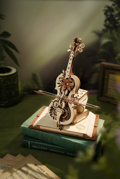 RoboTime 3D dřevěné mechanické puzzle Kouzelné violoncello - poškozený obal