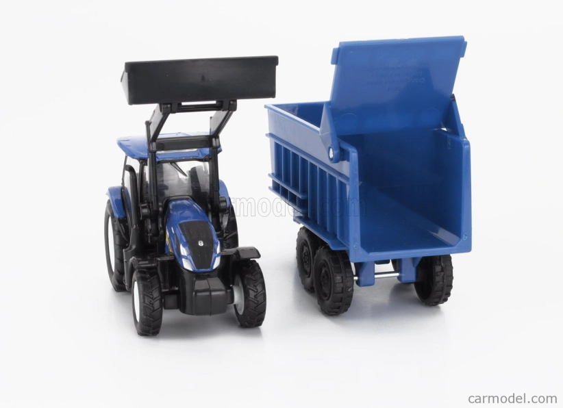 Newray Iveco fiat Stralis 540 Truck Pianale 2009 With New Holland T6.175 Tractor + Trailer 1:43 Žlutá Modrá Černá