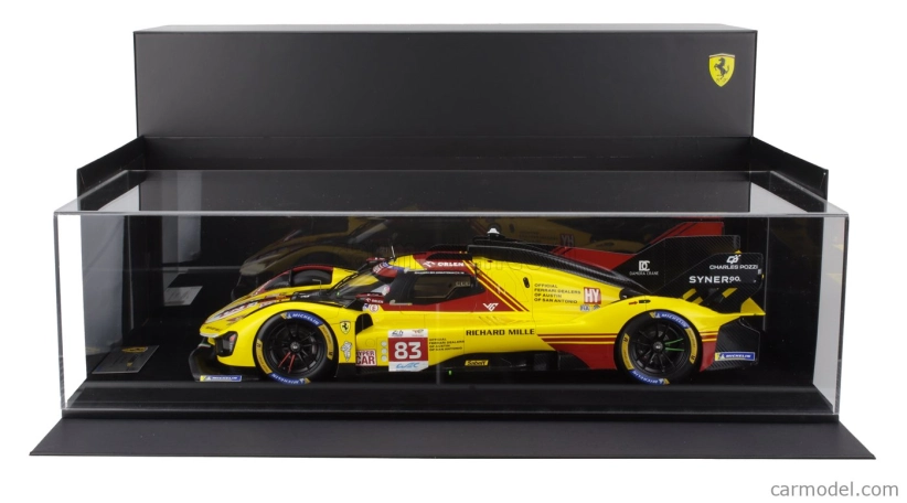 Looksmart Ferrari 499p 3.0l Turbo V6 Team Af Corse N  83 24h Le Mans 2024 Robert Kubica - Robert Shwartzman - Yifei Ye 1:12 Žlutá Červená