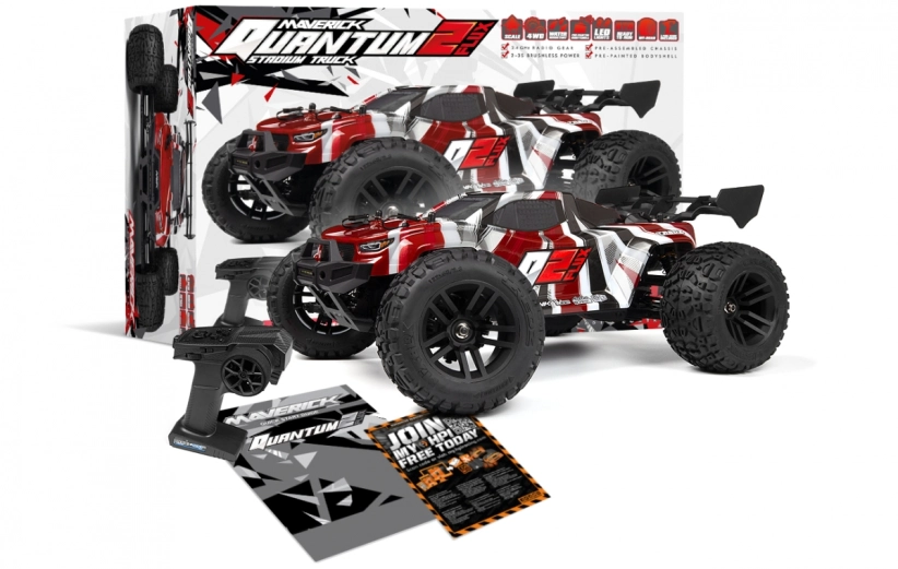 RC auto Quantum2 XT Flux 1/10th Stadium Truck, červená