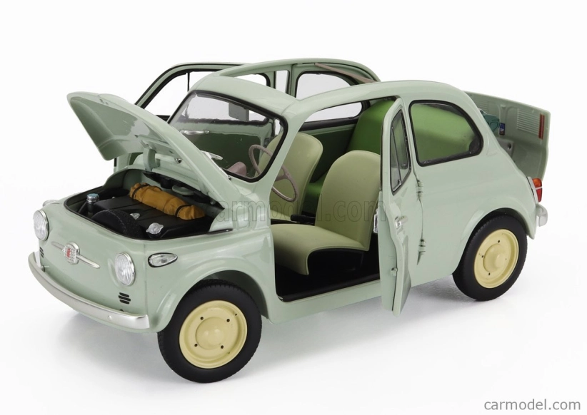Kyosho Fiat 500 D Cabriolet Open 1960 1:18 Verde Chiaro - Světle Zelená