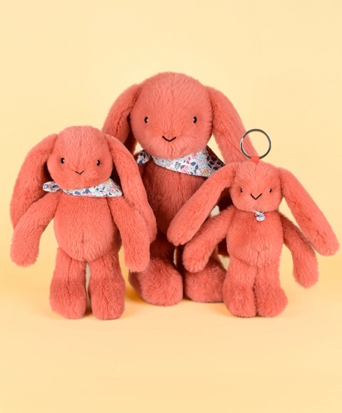 Doudou Plyšový králik so šatkou terakotový 35 cm